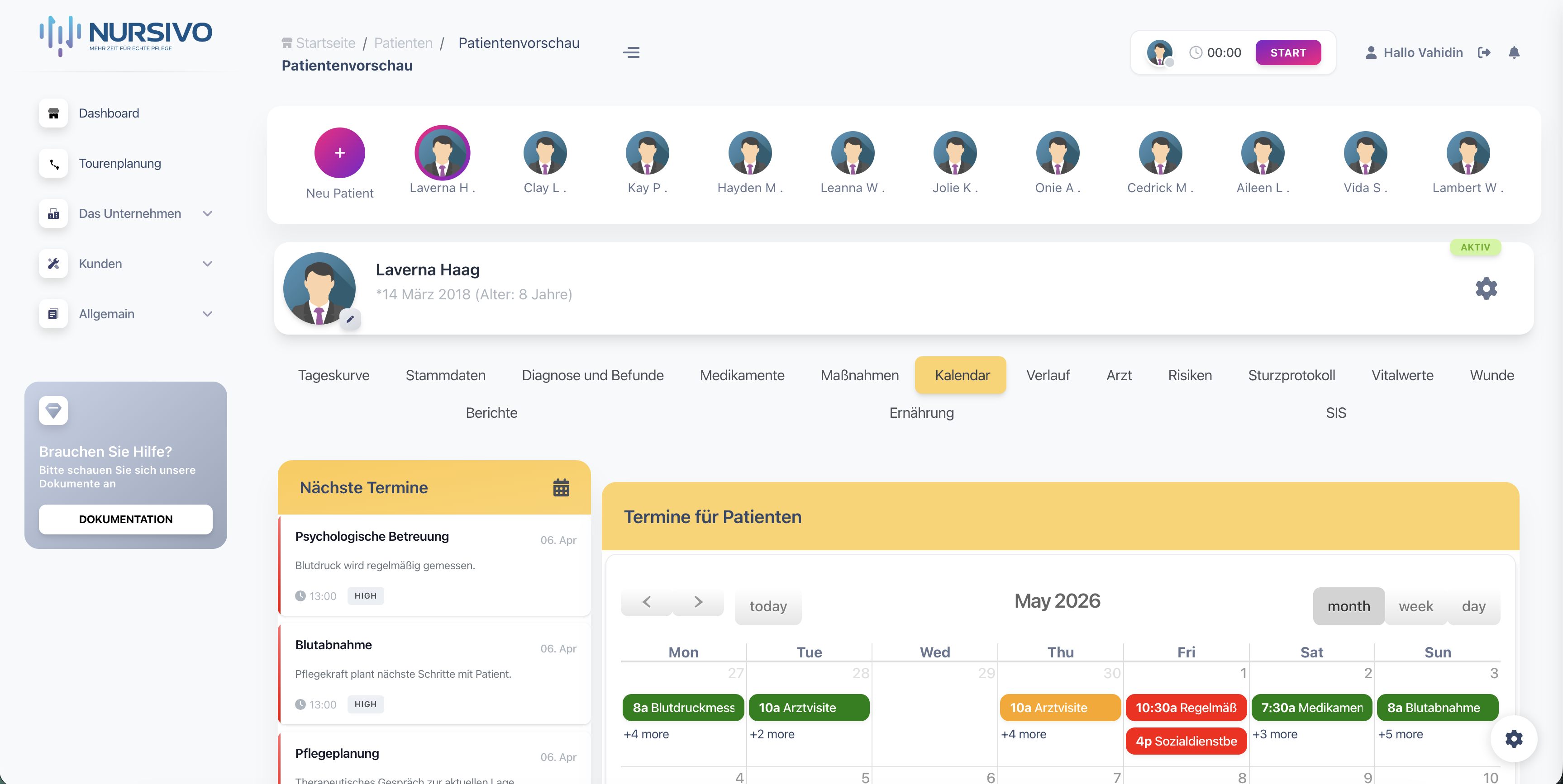 Pflegeplanung und Dokumentation in Nursivo auf Desktop